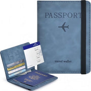 Portafoglio per documenti - Portafoglio di viaggio in PU - Blocco RFID - Portafoglio con tasche per carte e cinturino elastico - Sicurezza antifurto - Accessori di viaggio per uomo e donna - 11 x 1,1 x 15,1 cm