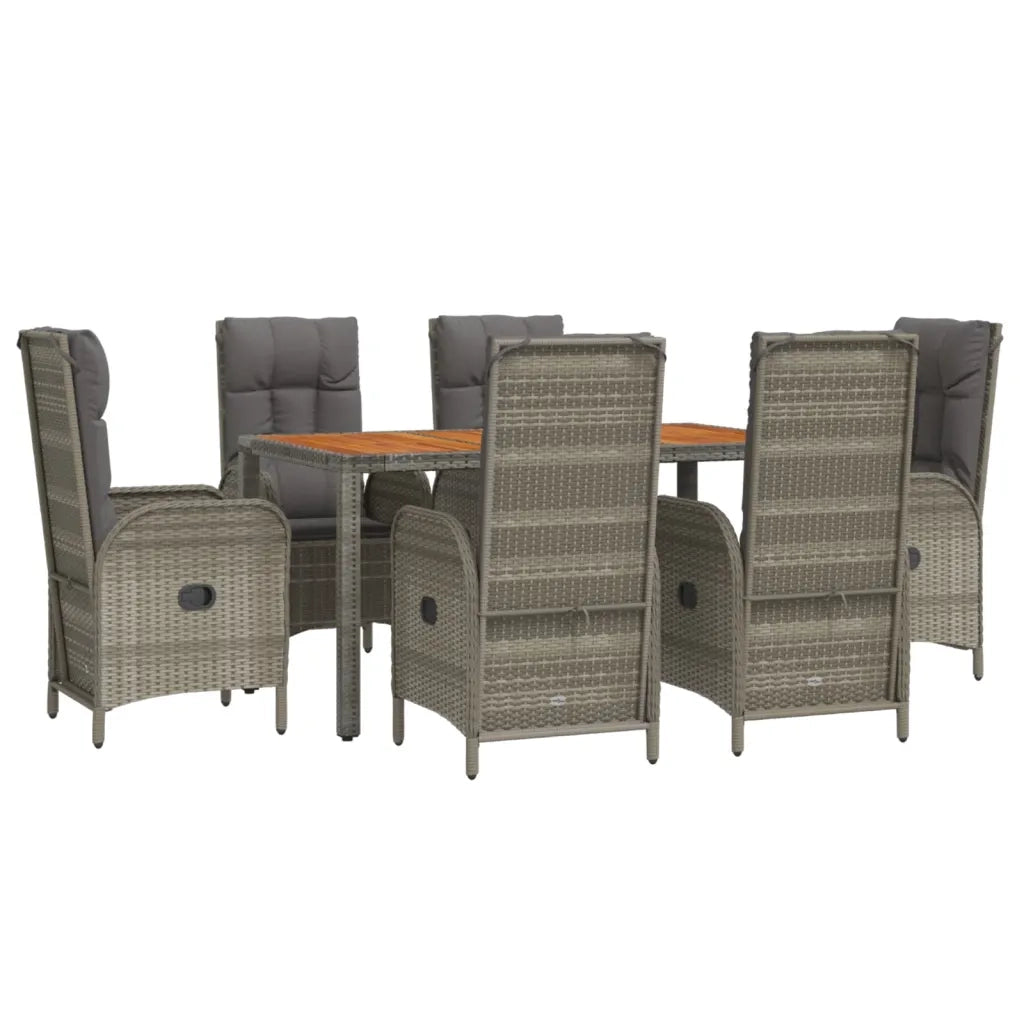 Set da Pranzo da Giardino 7 pz con Cuscini in Polyrattan Grigio 3185041