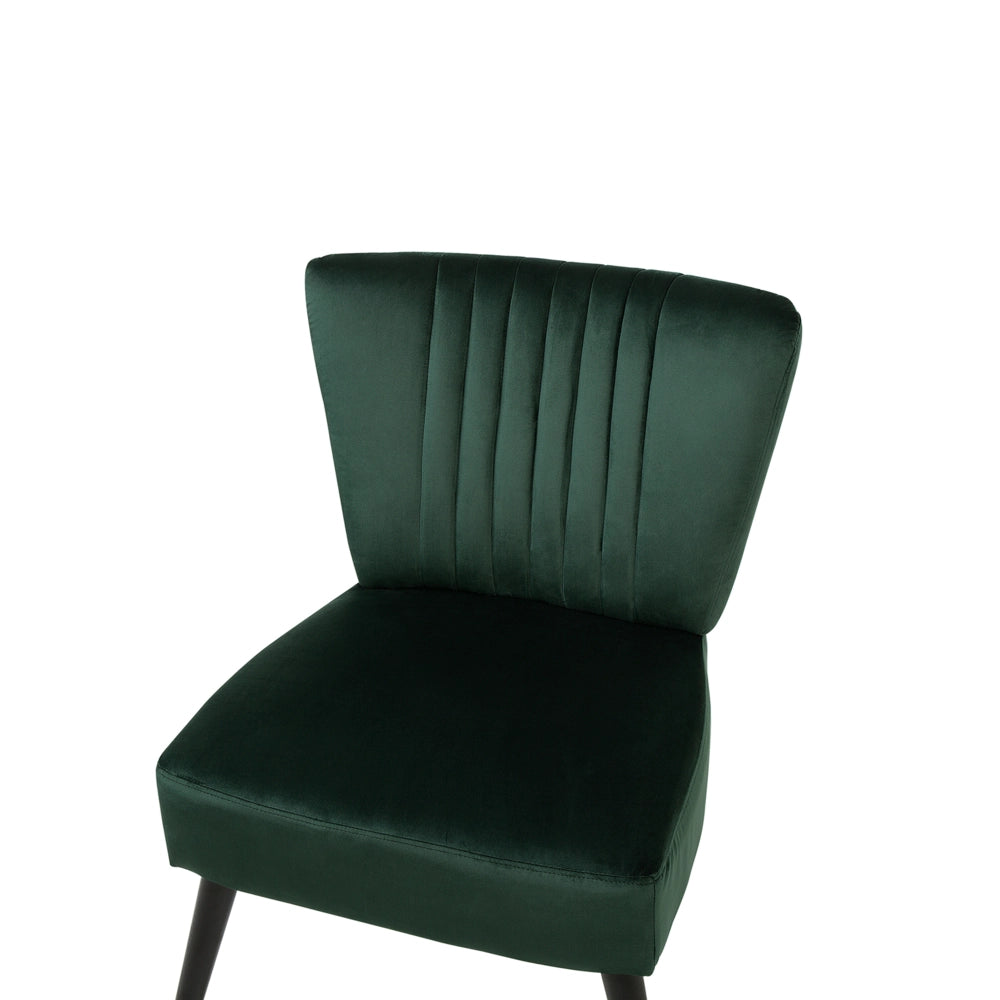 Poltrona Verde Velluto Senza Braccioli Sedia senza braccioli Verticale Gambe In Legno