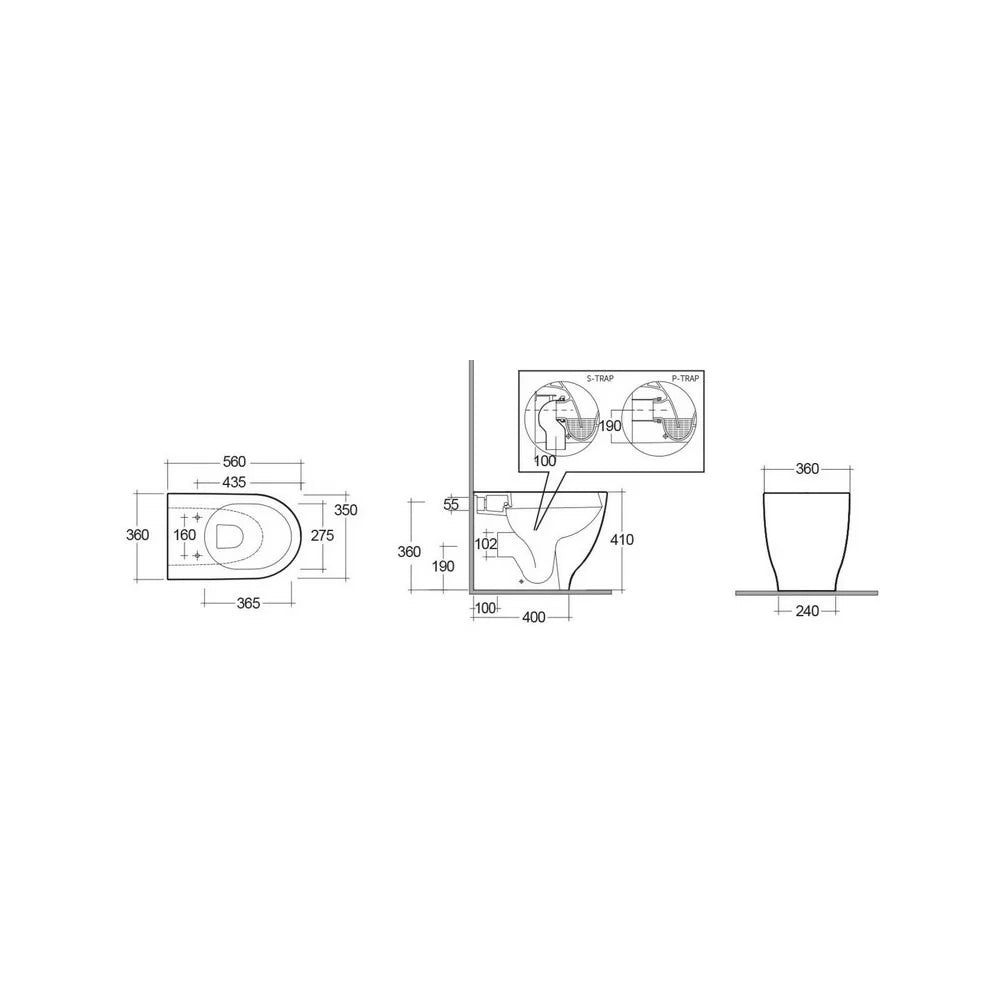 Vaso serie moon filo muro rimless