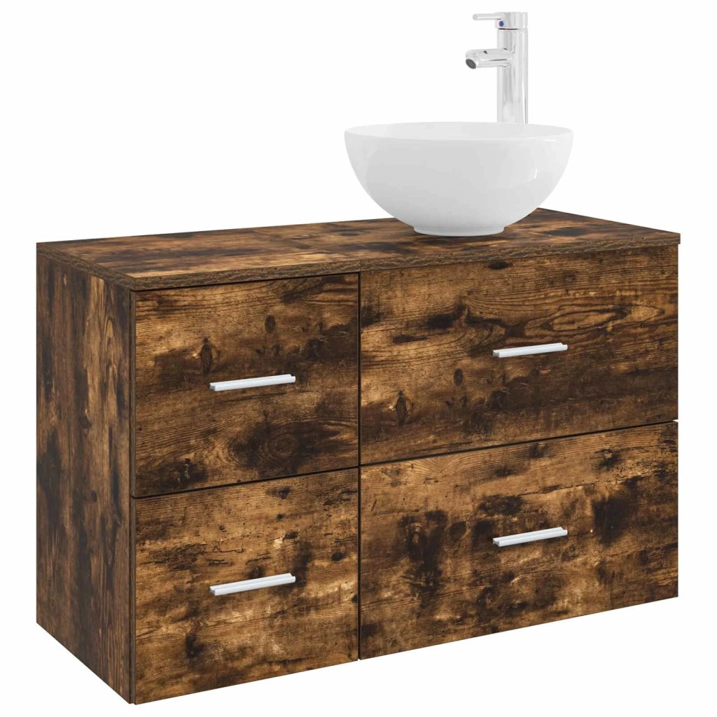 Set di mobili per il bagno 2 pcs Rovere Fumo 3403956