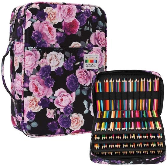 Etui con grande capacità per 300 matite Opacità per matite a colori, Etui impermeabile Organizzatore per strumenti di disegno per matite a colori pennelli per artisti pennarelli fini pennarelli a inchiostro (modello PERose)