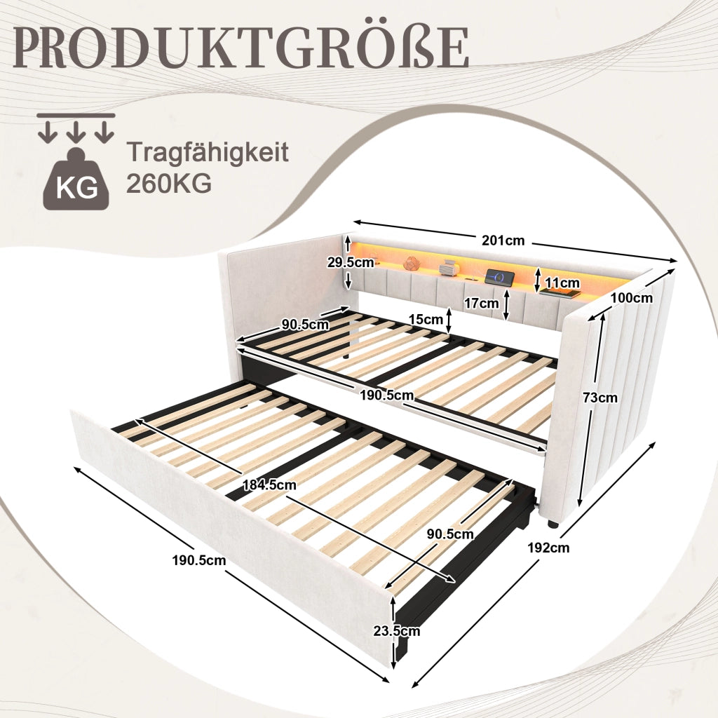 Divano letto con funzione letto estraibile velluto 90x190 cm