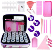 Cassetto di archiviazione 30 slitte - Scatola di archiviazione - Disegno a diamanti - Set di attrezzi - Moda rosa farfalla fiorellato - Materiale PP - Scatola di archiviazione