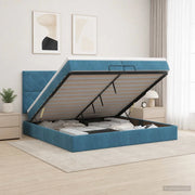 Letto ottomano con materasso Blu Scuro 200 x 200 cm Velluto 3457819