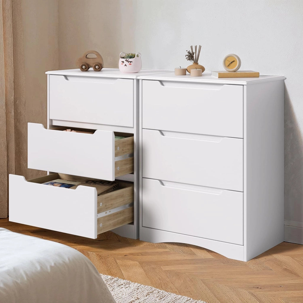 Cassettiera Camera da Letto con 3 cassetti, settimino camera da letto,Moderno e Salvaspazio per la Camera da Letto Soggiorno e Ingresso, 60 x 40 x 82 CM,Bianco