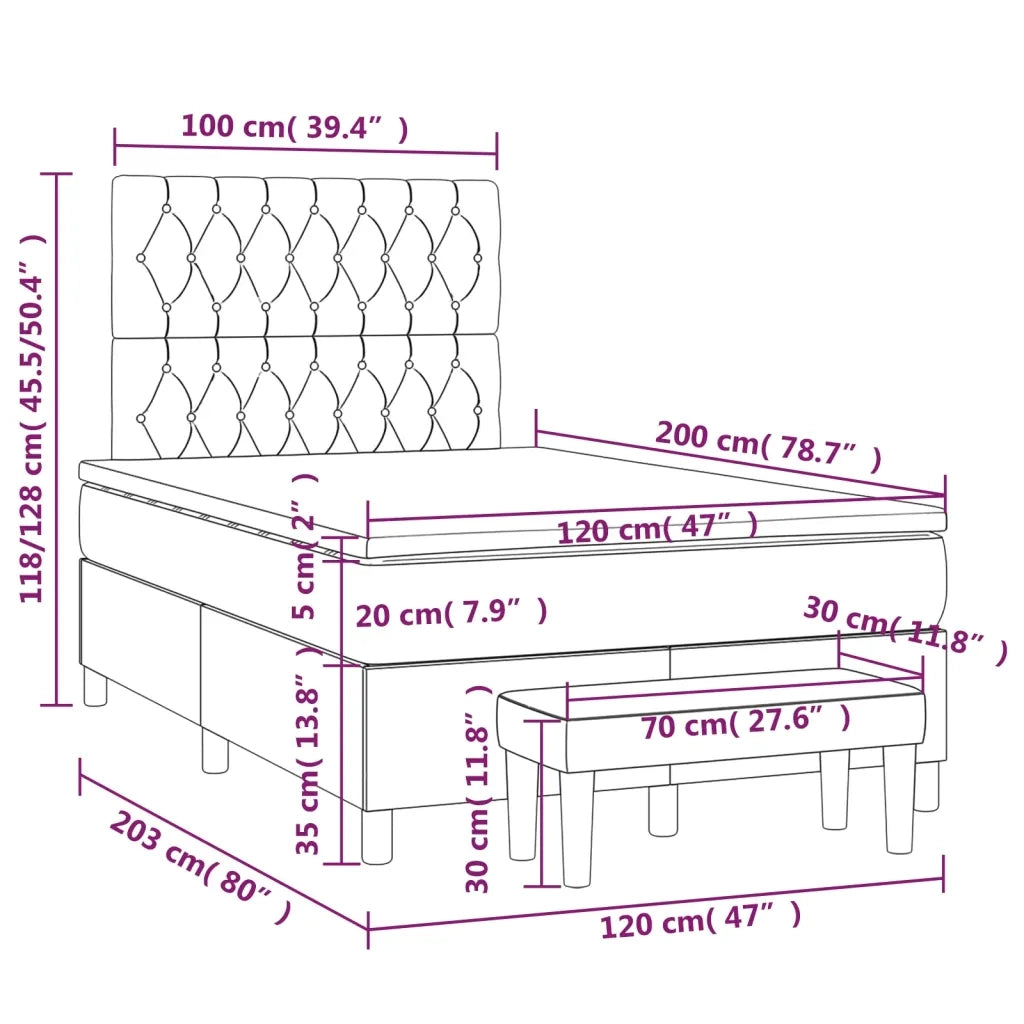 Giroletto a Molle con Materasso Marrone Scuro 120x200cm Tessuto 3137384