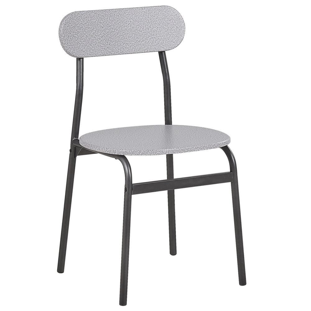 Set Pranzo Piano Grigio Gambe Acciaio Nero Tavolo Rettangolare 110 x 70 cm 4 Sedie Moderne
