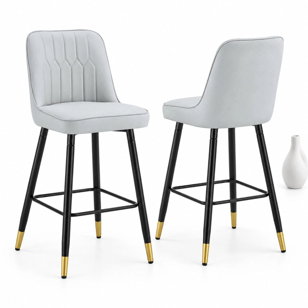 Set di 2 sgabelli alti 100 cm in PU grigio chiaro