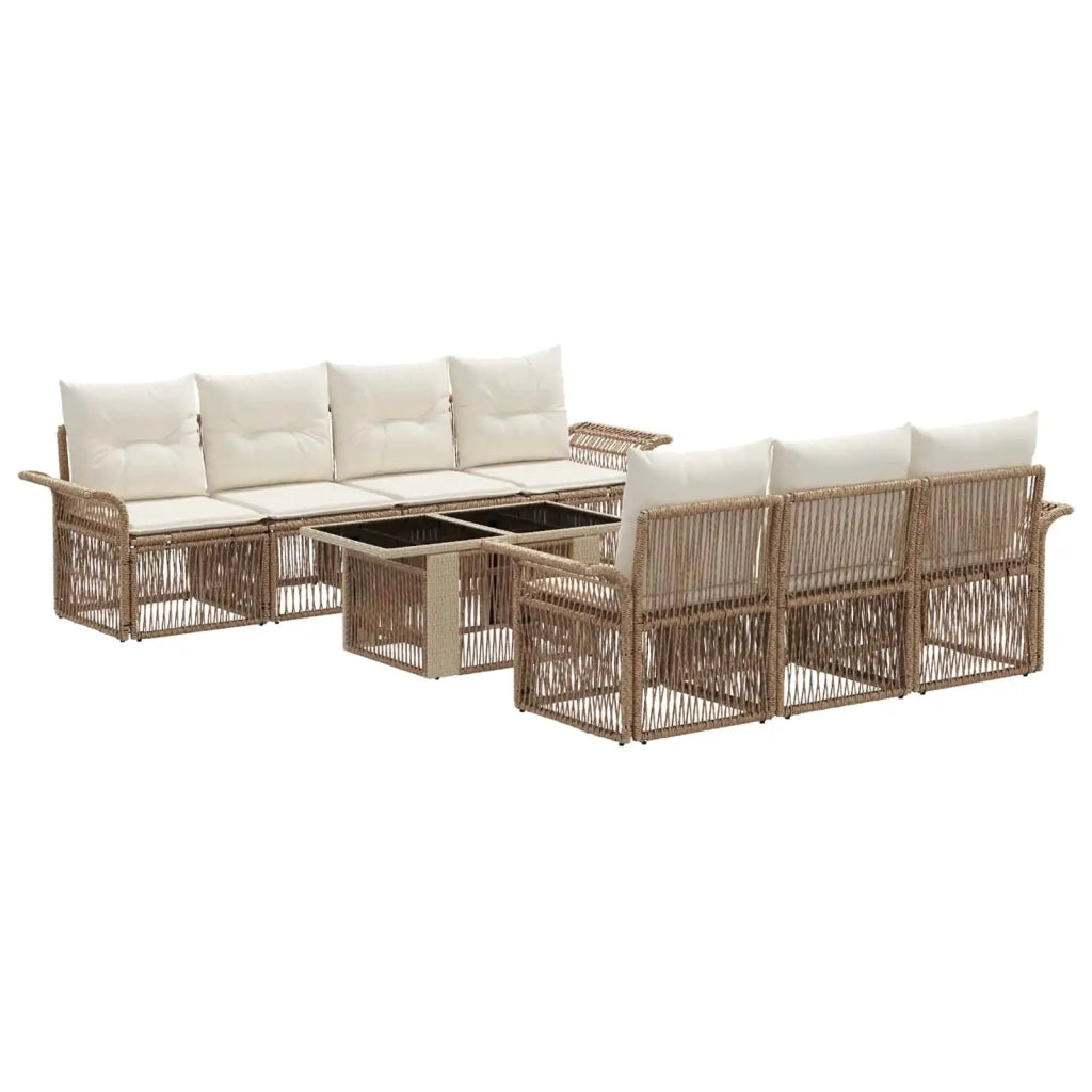 Set Divano da Giardino 8 pz Beige e Bianco Crema polyrattan 3436602