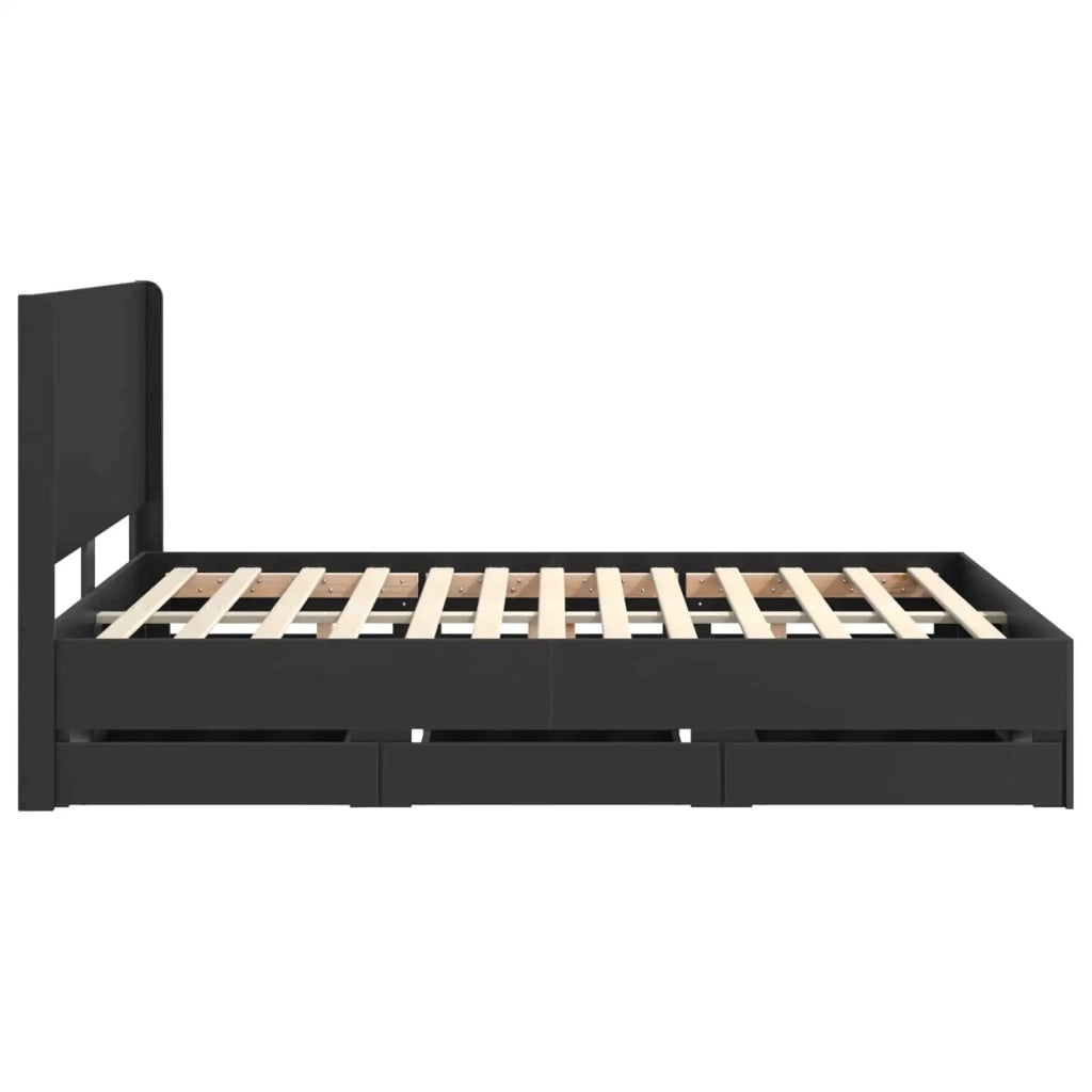 Struttura del letto con stoccaggio e testata Nero 160 x 200 cm 3413930
