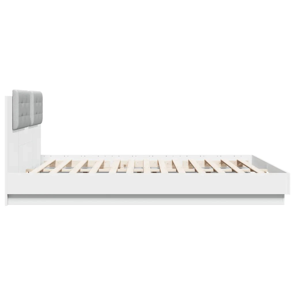Giroletto con Testiera-Struttura letto con testiera Bianco 180x200 cm in Legno Multistrato