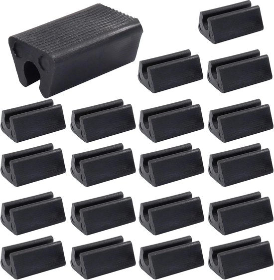 Pacchetto da 20 pezzi di gambe a forma di U, basi rettangolari in plastica, protezioni contro gli scivoli per pavimenti in legno, basi silenziose per sedute metalliche, arredamento per terrazze (nero)