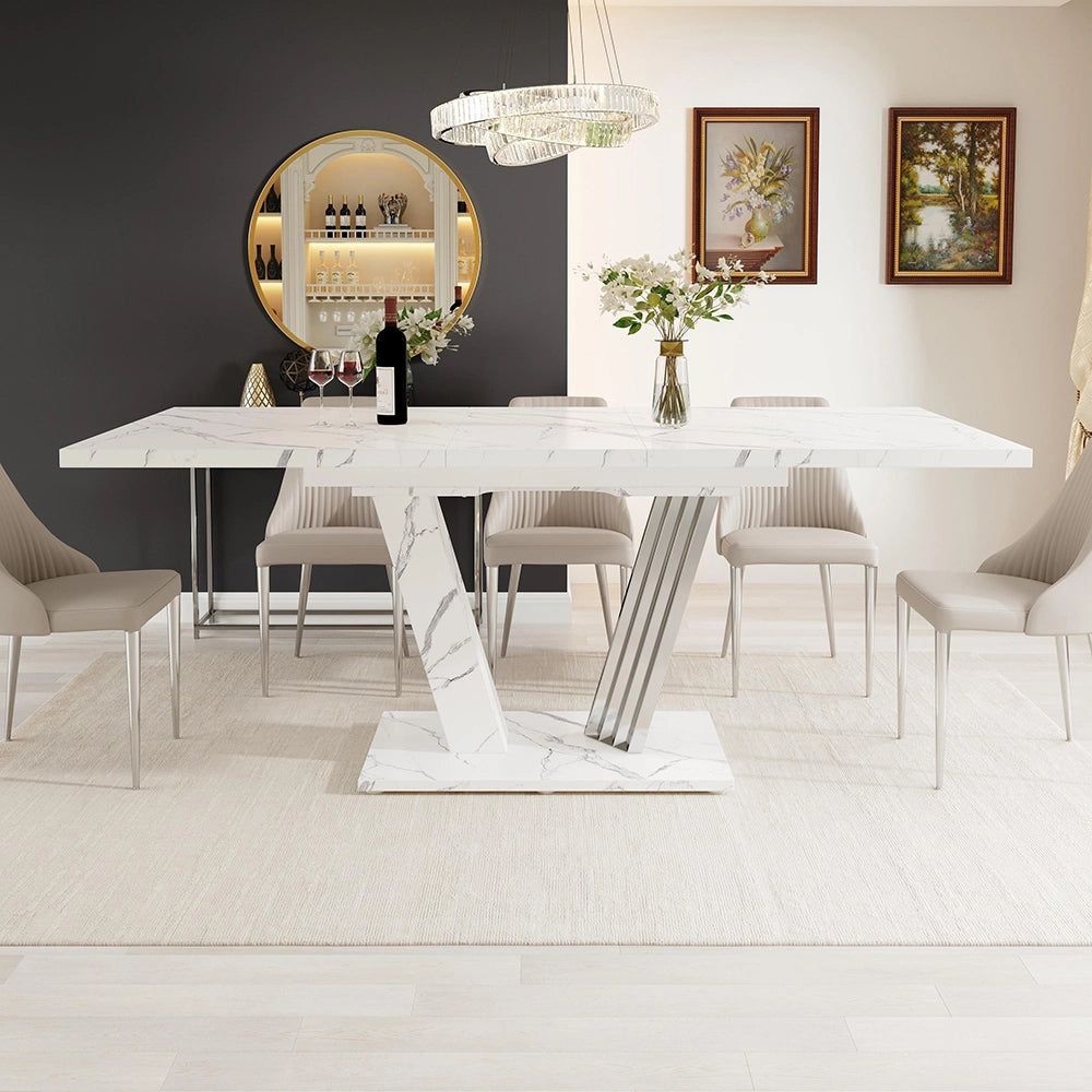 Tavolo allungabile in marmo - Xylo - 120-160x80x76 cm - Pi¨¨tement a farfalla
