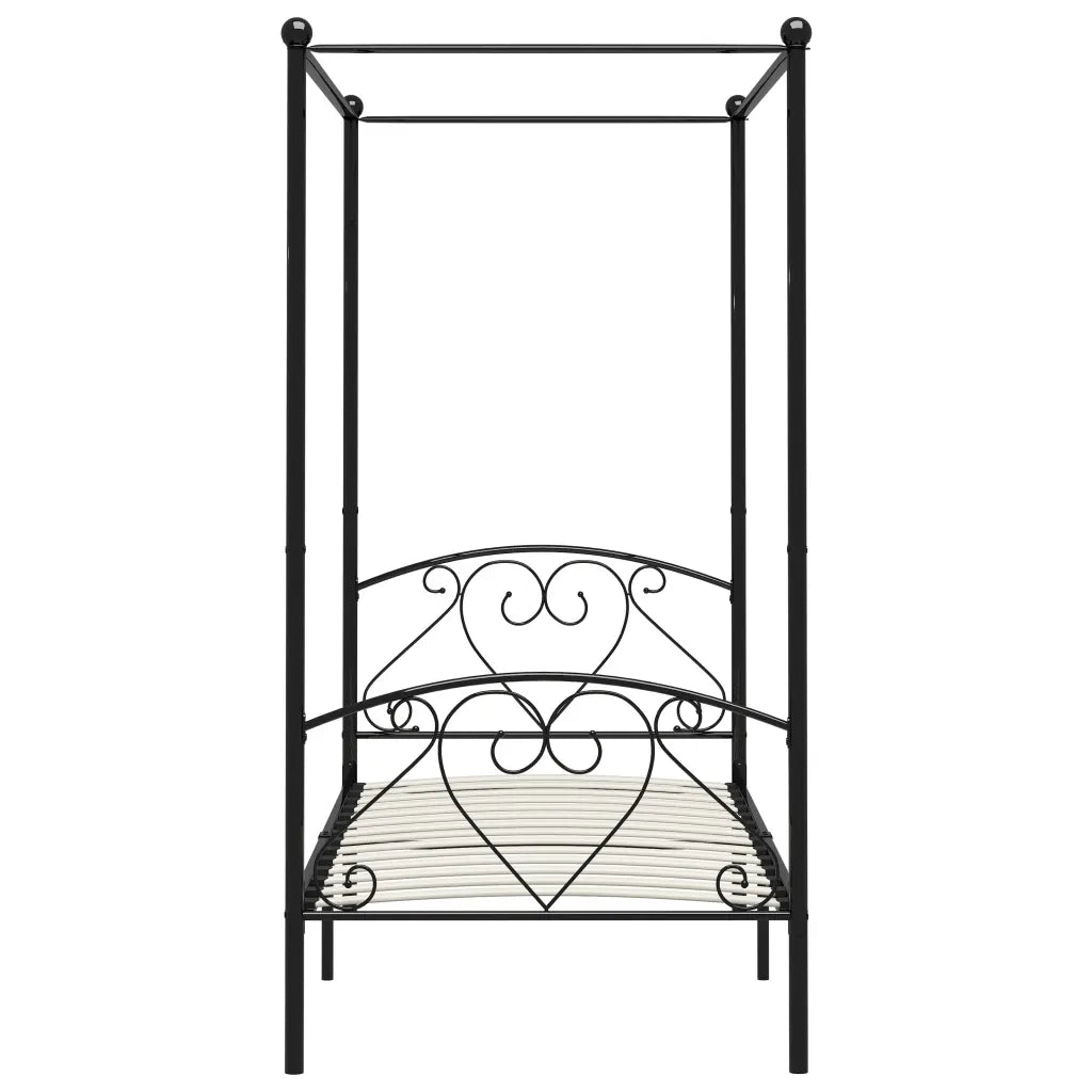 Giroletto Baldacchino senza Materasso-Struttura Letto Nero Metallo 90x200 cm