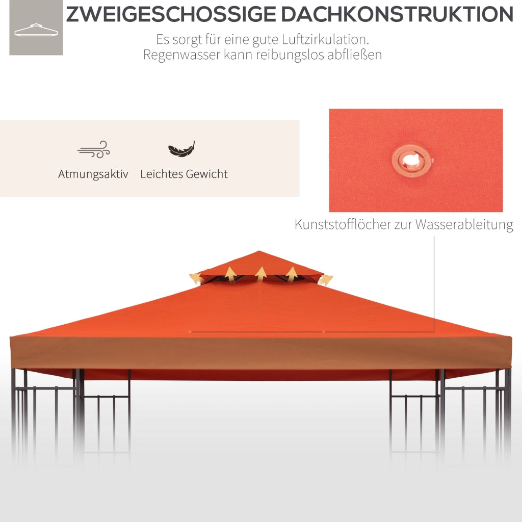 COPERTURA 3x3 m in poliestere rosso per gazebo da giardino