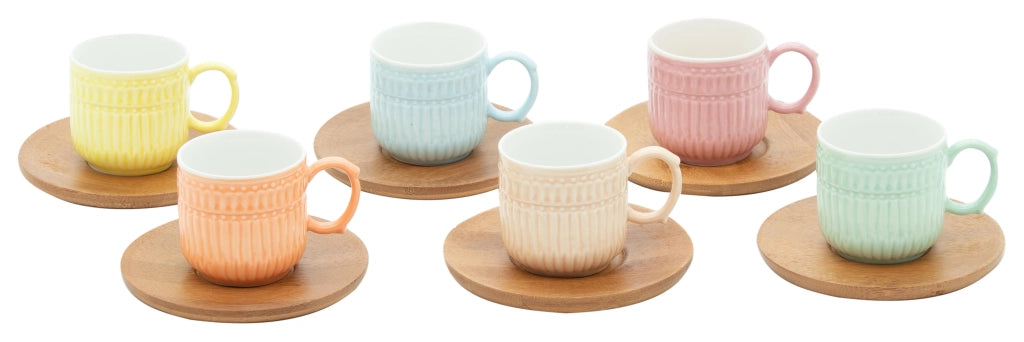 Set 6  Tazzine da CaffŠ con Piattino Decorazione Funny