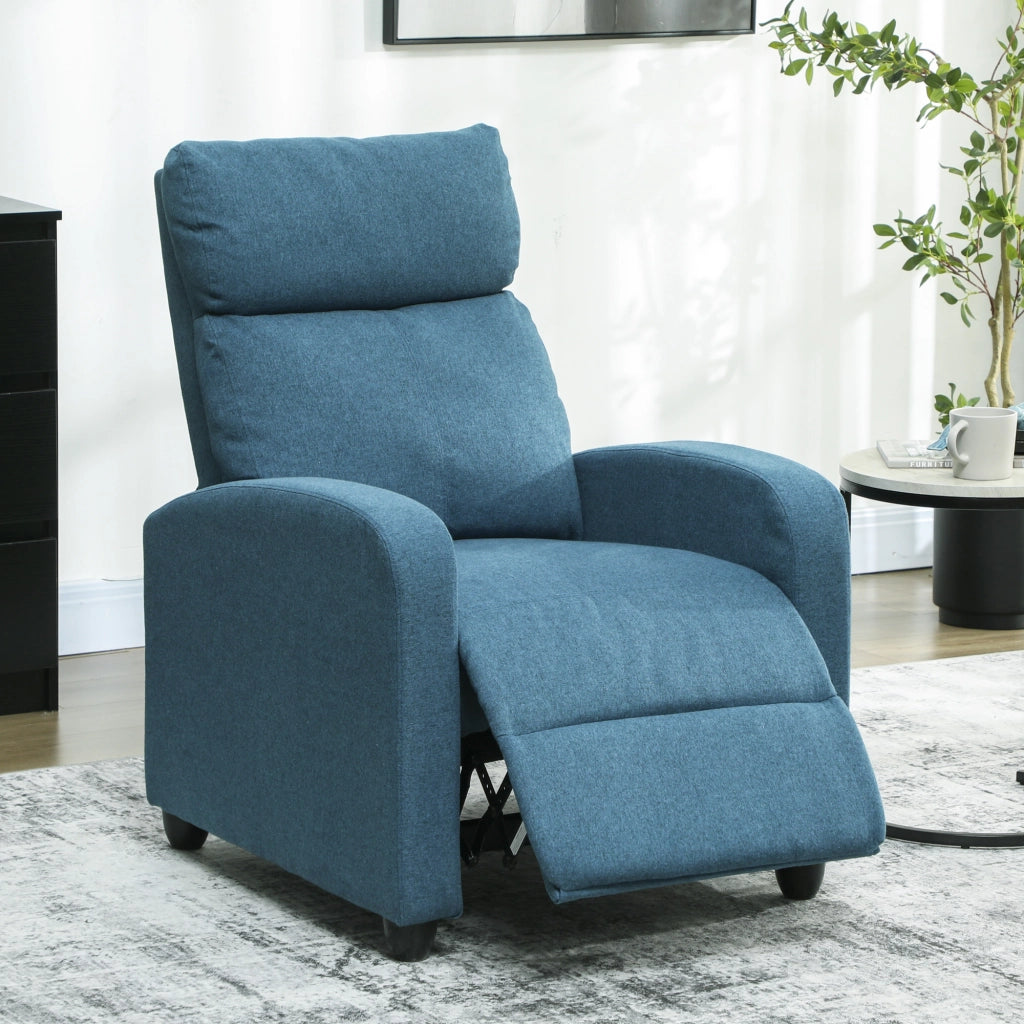 Poltrona Relax Reclinabile Manuale con Poggiapiedi ¨C Zephmum ¨C Tessuto Blu