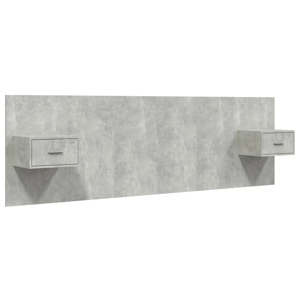 Testiera | Testata Letto con Comodini in Legno Multistrato Grigio Cemento