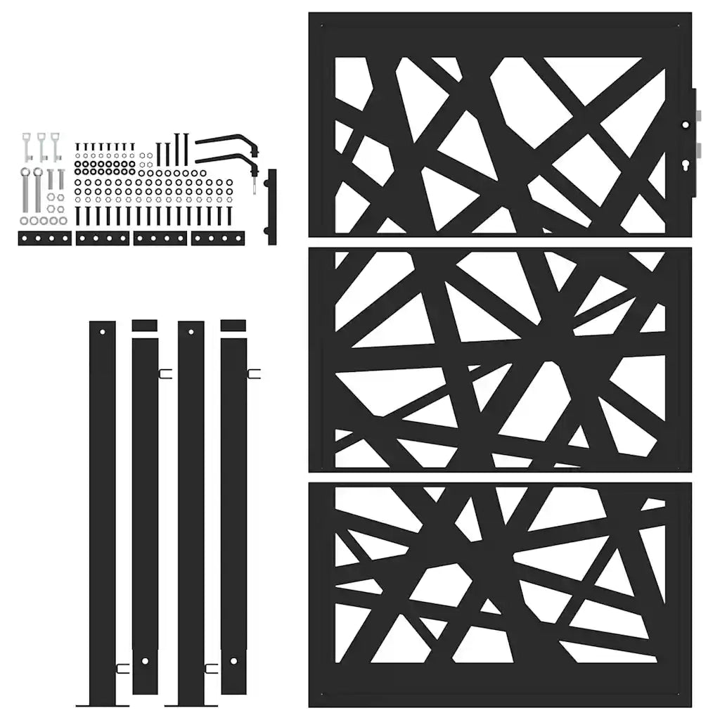 Cancello da giardino nero 100x150 cm in acciaio design leggero 4100951