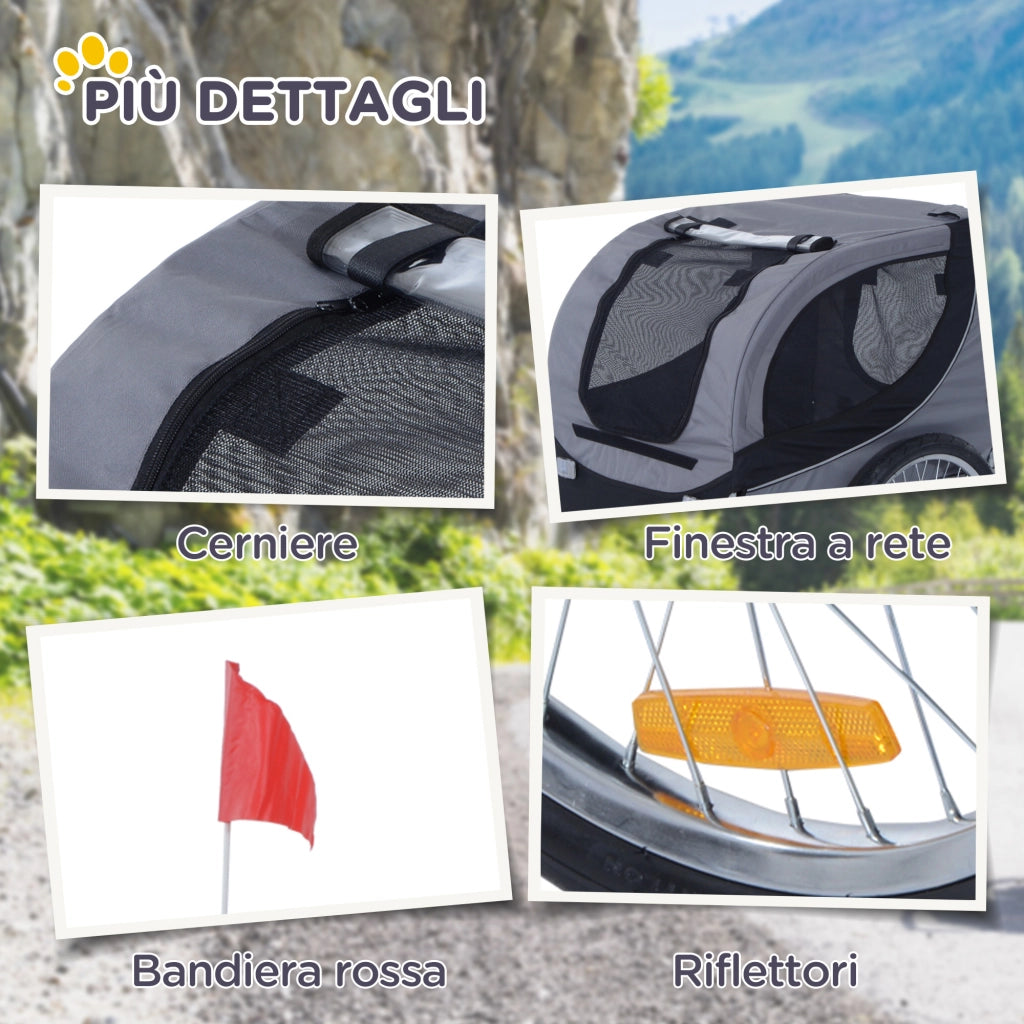 Rimorchio Bici per Cani ¨C zephmum ¨C Grigio e Nero, 130x73x90 cm