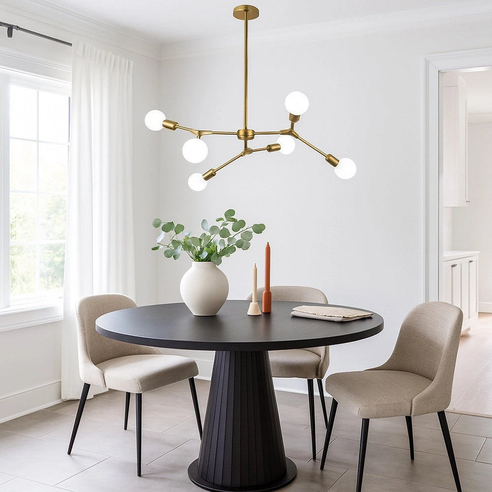 Trade Shop - Lampadario A Sospensione In Bronzo Geometrico Con 6 Bracci Attacco E27 Da Soffitto A45-6 -