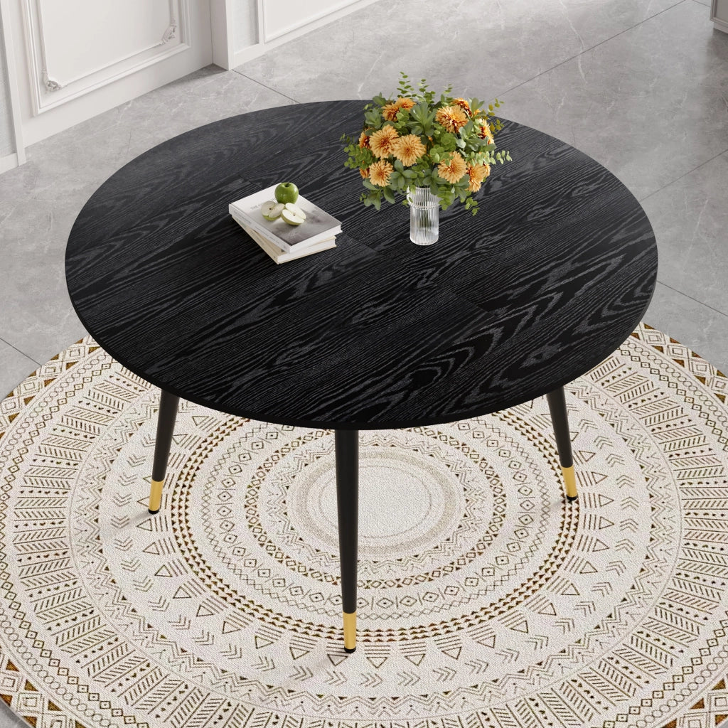 Tavolo allungabile per 6-8 persone da rotondo a ovale con guide per cucina e sala da pranzo 135×85×77 cm nero