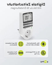 Timer Digitale con 10 Programmi al Giorno - Modalità Casuale Antintrusione - Programmabile - 3680 W - 230 V - 16 A