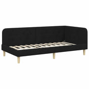 Letto singolo | Letto per adulti | Cornice del letto ad angolo Nero 100 x 200 cm Tessuto