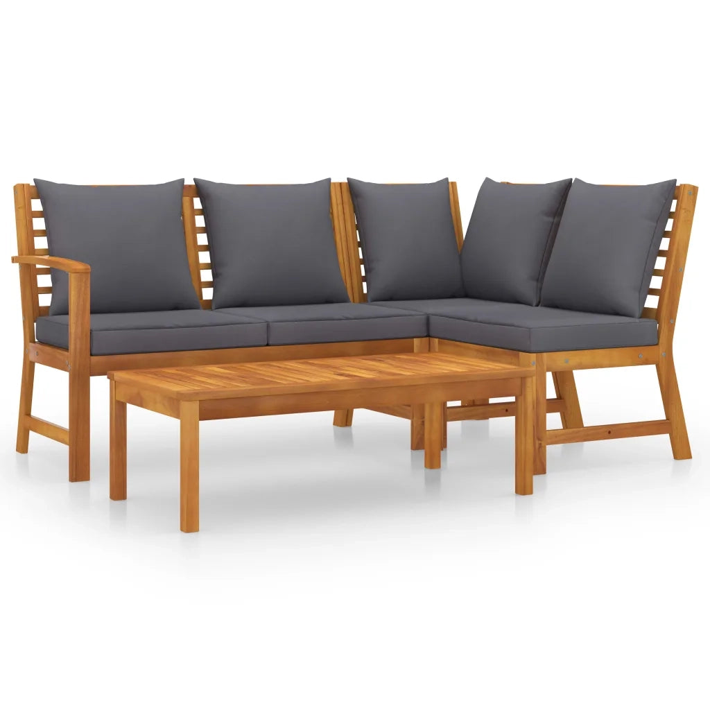 Set Divani da Giardino 4 pz con Cuscini in Massello di Acacia cod mxl 48107
