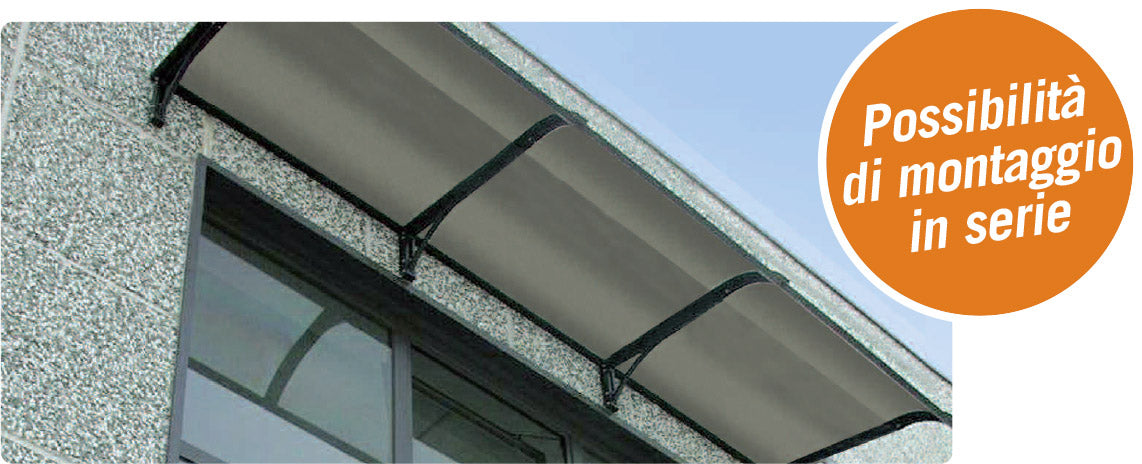 Pensilina Tettoia in Policarbonato Alveolare Fumè Masi Marrone 120x80 cm