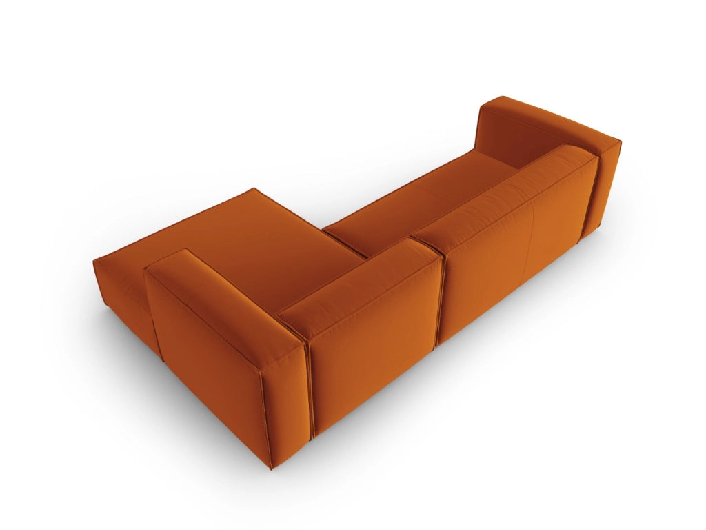 Cosmopolitan Design - Divano angolare destro "Mackay" 4 posti in velluto terracotta 