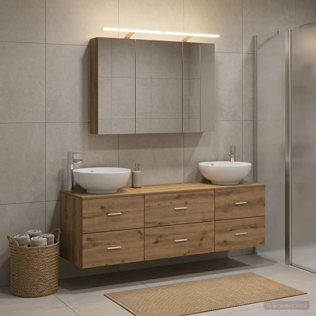 Set di mobili per il bagno 4 pz Rovere Artigianale 3406942