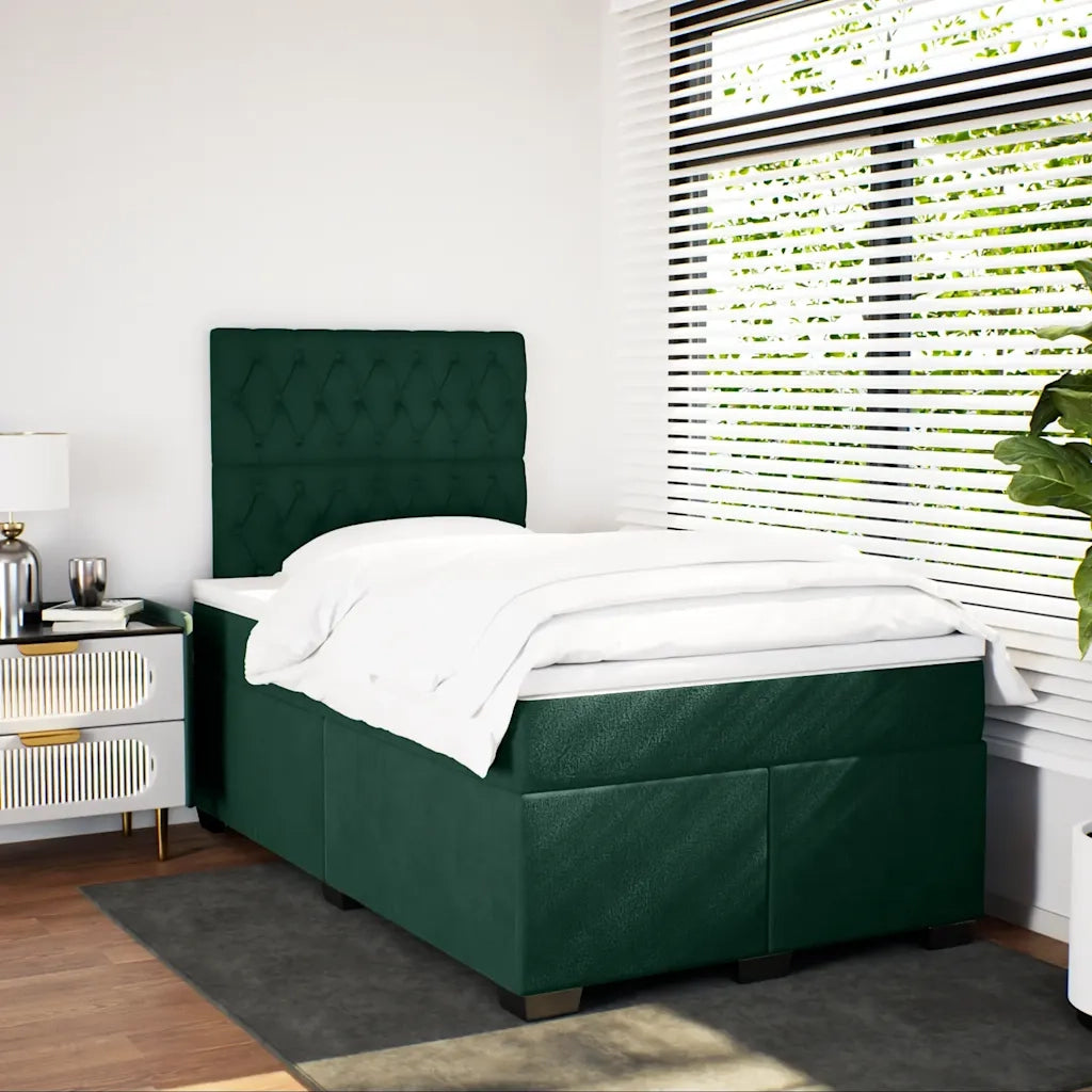 Giroletto a Molle con Materasso Verde Scuro 120x200 cm Velluto