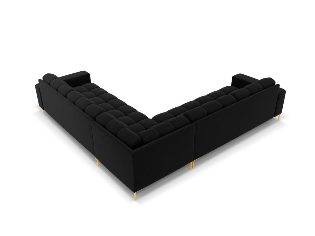 Cosmopolitan Design - Divano angolare reversibile "Bali" 6 posti in velluto nero 