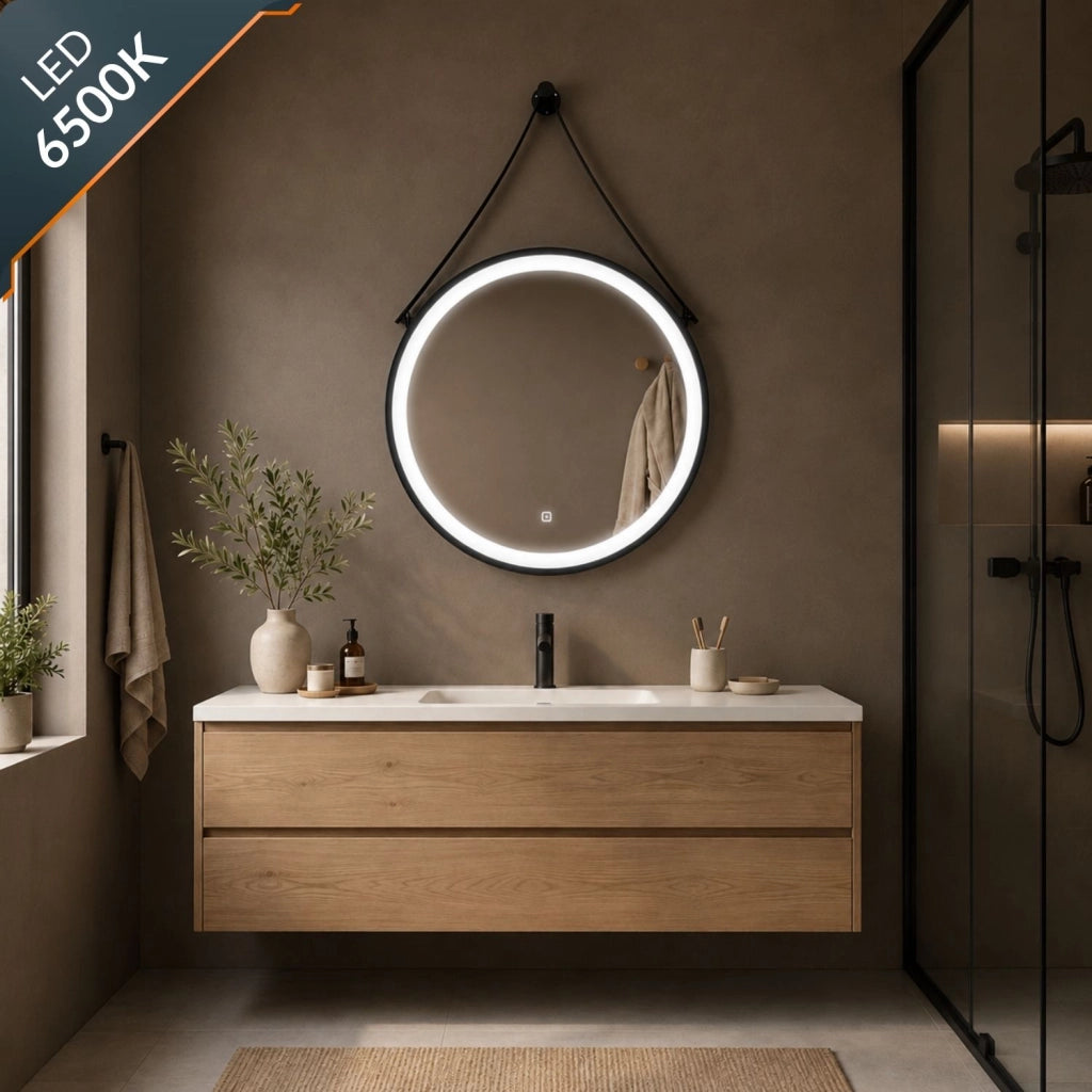 Specchio per ambienti bagni e zone benessere tondo retroilluminato led con interruttore touch *** misura Ø50, tonali...