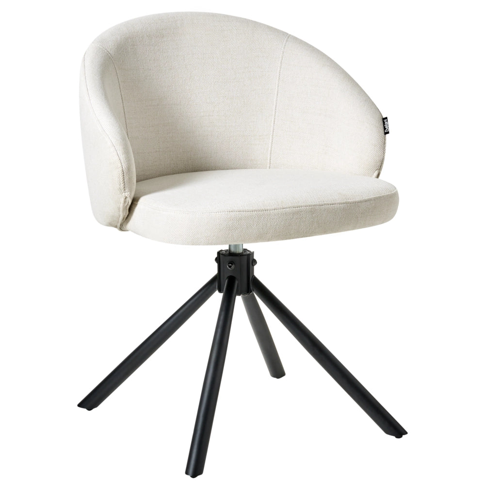 Set di 2 sedie da pranzo girevoli Rivestimento in tessuto bianco sporco Base girevole in metallo