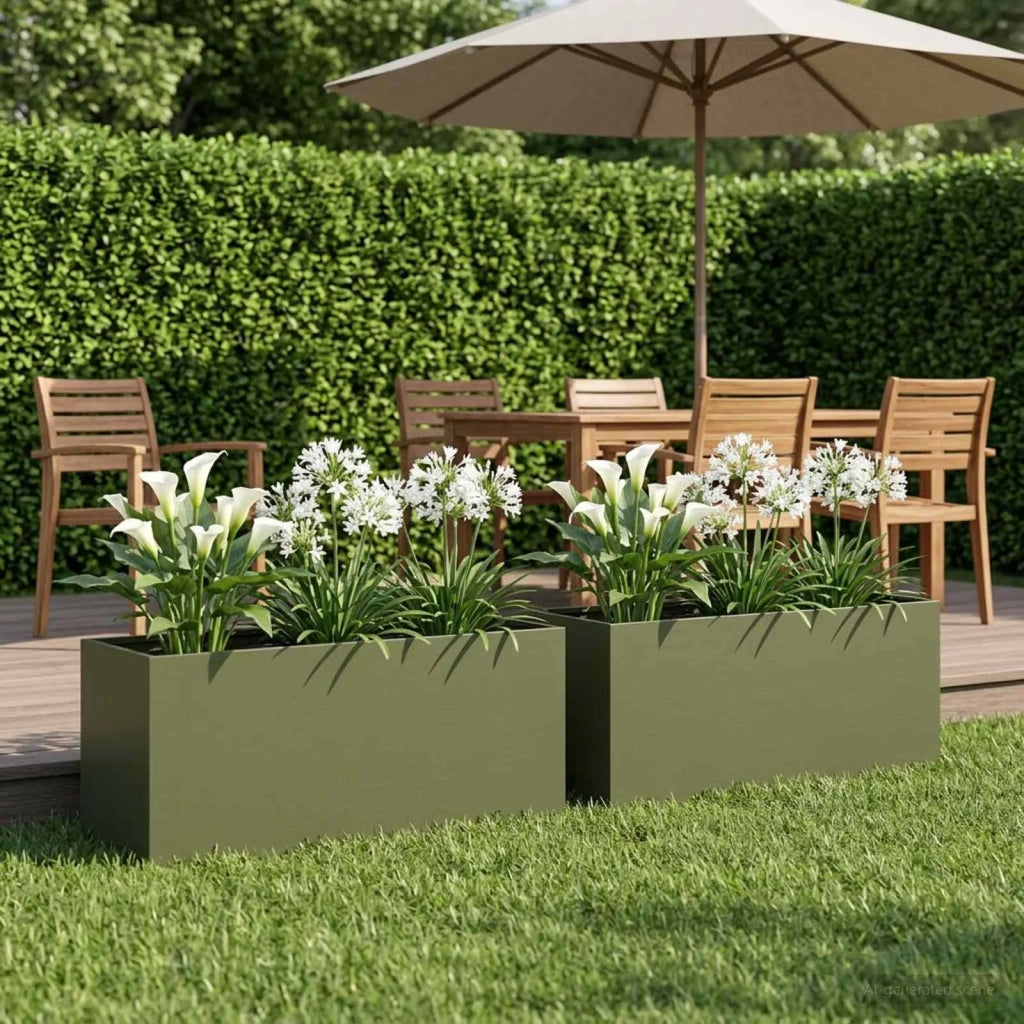 Vaso da giardino 2 pz Verde Oliva 100 x 40 x 40 cm 8005253