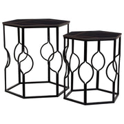 Set tavoli 2 pezzi metallo nero 34x34x52h-39x39x57h cm
