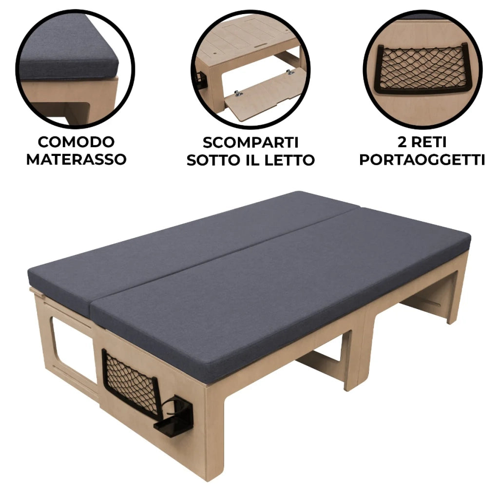 Divano letto pieghevole per camper e cuscini estraibili Panchina con extra spazio