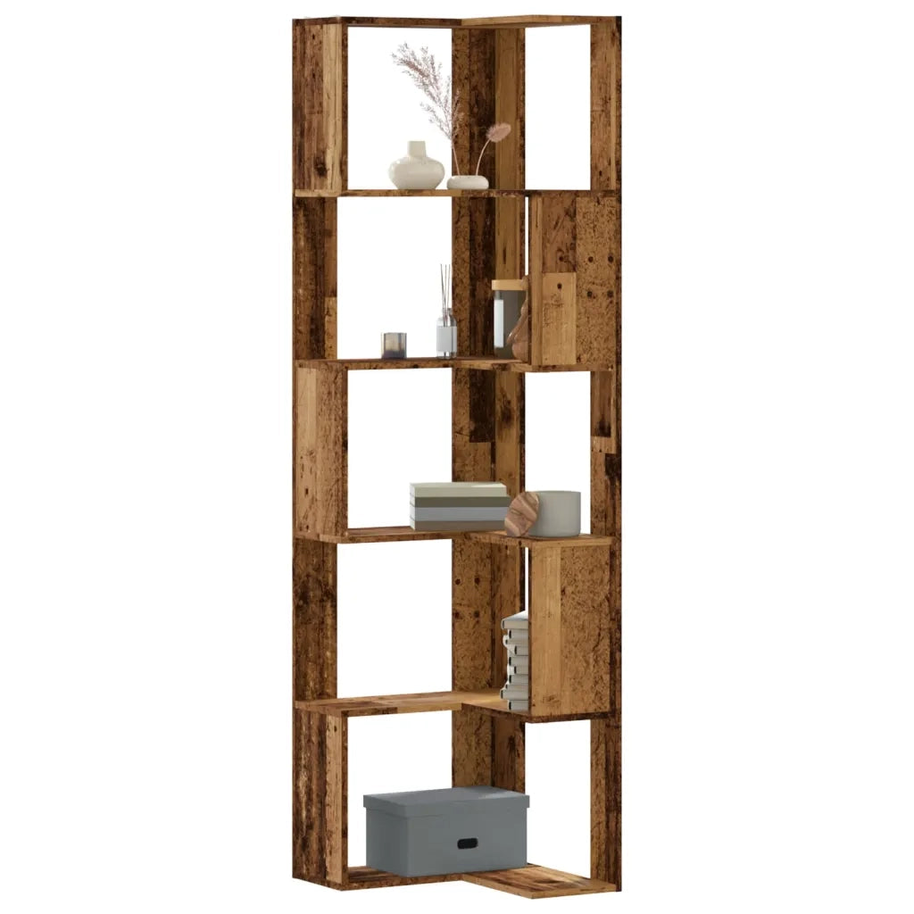 vidaXL Libreria Angolare 5Ripiani Legno Vecchio 50x50x179 cm Legno