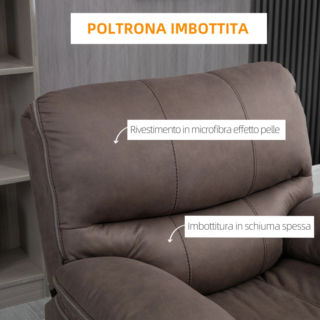 Poltrona Reclinabile Relax con Poggiapiedi in Microfibra ¨C Zephmum ¨C Marrone 97x90x96 cm