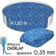Liner Per Piscina A Forma Circolare  6,40 X H 1,20 M Swirl - Attacco Overlap - Spessore 0,325 Mm Colore: Mistry, Tipo attacco: Overlap