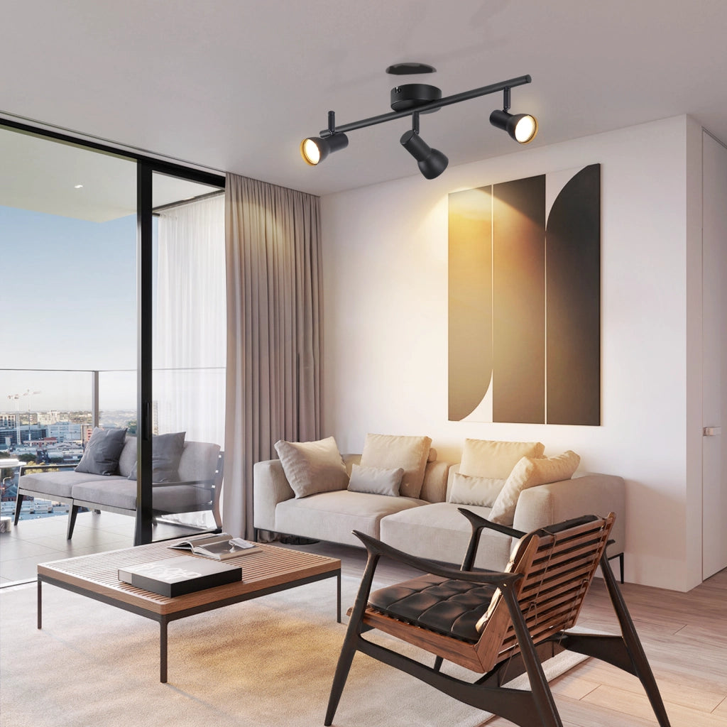 ZMH Faretto da soffitto neri 3 luci GU10 orientabili 350° metallo design moderno senza lampadina