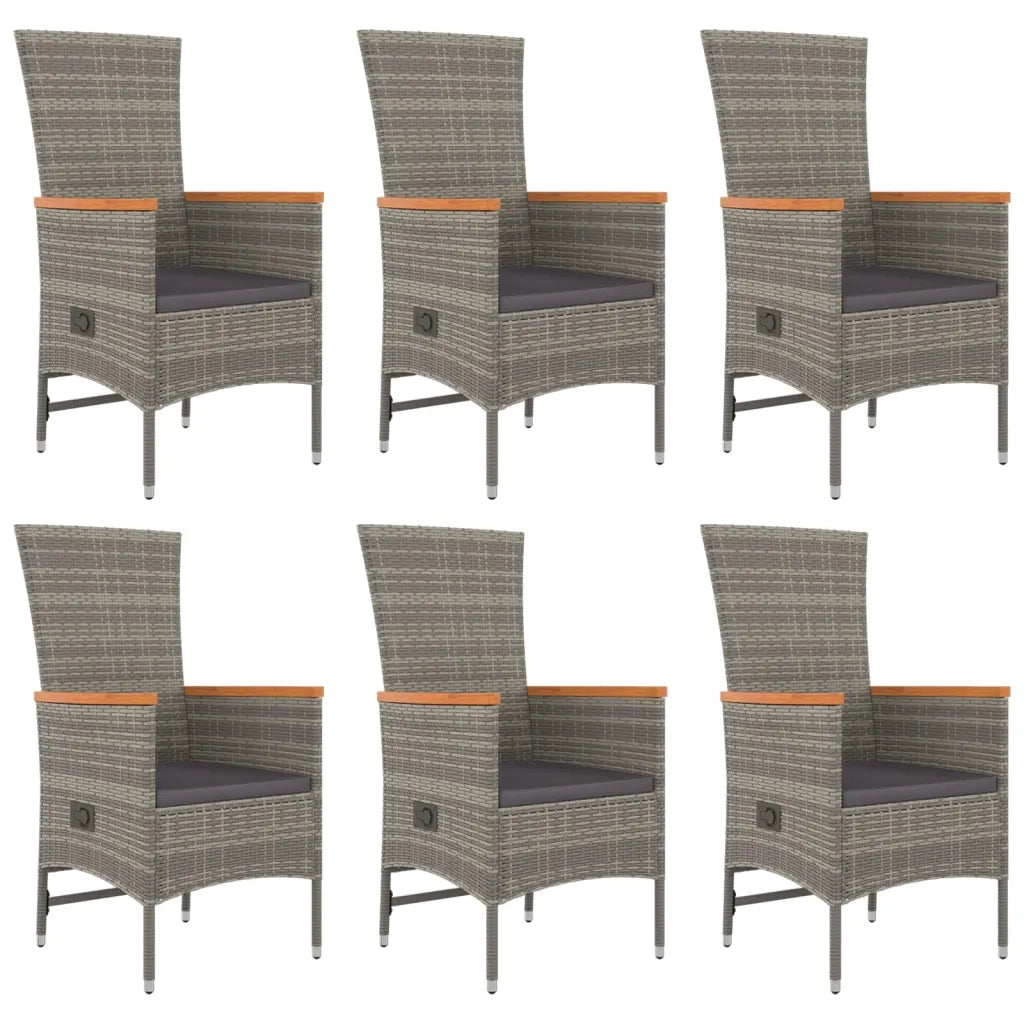 Set da Pranzo da Giardino 7 pz con Cuscini in Polyrattan Grigio 3157550