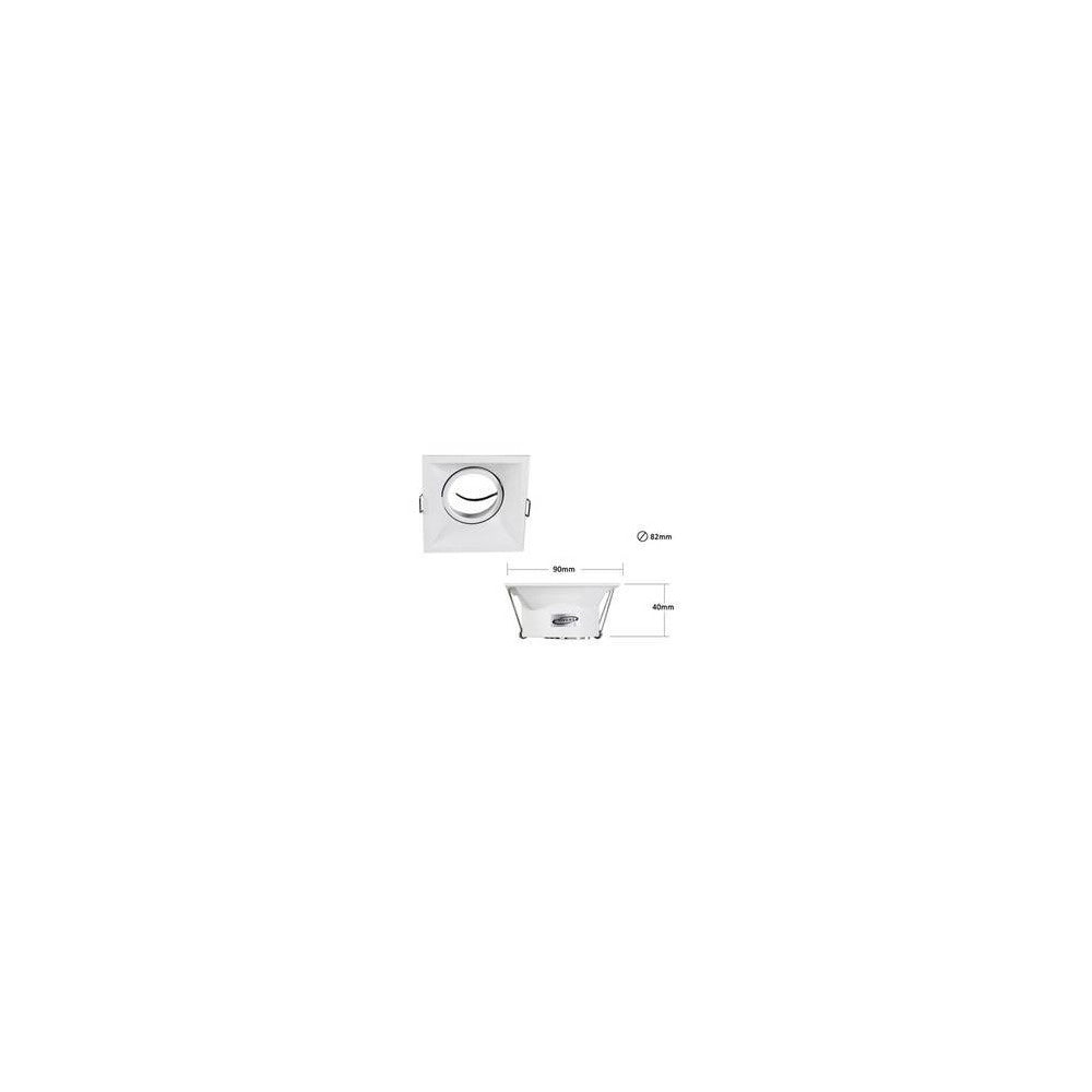 Trade Shop - Porta Faretto Incasso Supporto Faretto Orientabile Quadrato Gu10 Foro 82 Mm P14 -