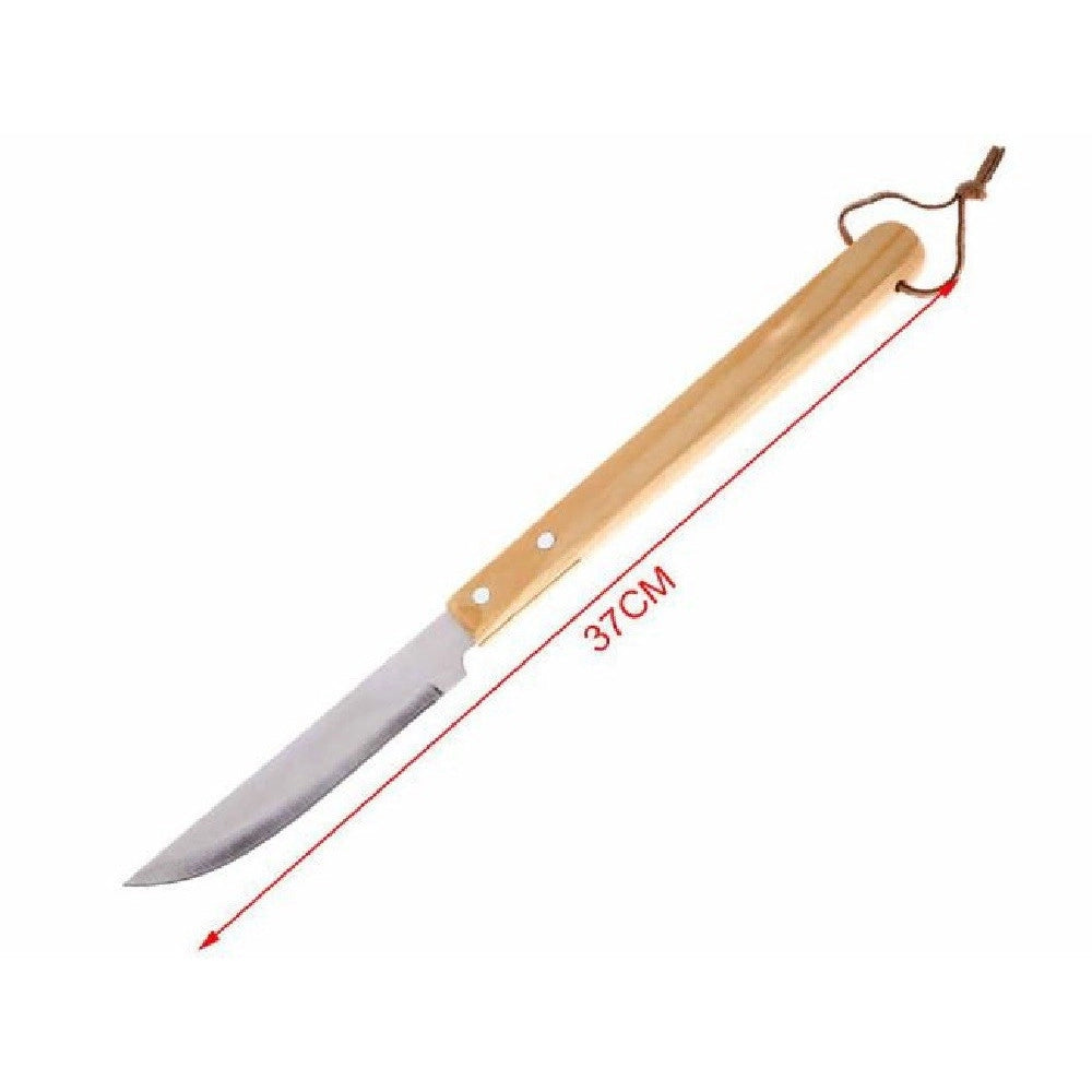Trade Shop - Coltello Per Barbecue 37 Cm Grigliata Di Carne Bbq Con Manico In Legno 2406327 -