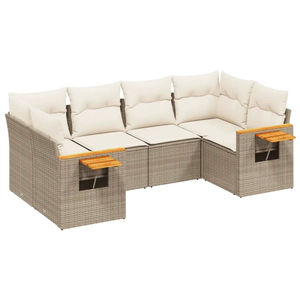 Set Divano da Giardino 6 pz con Cuscini Beige in Polyrattan 3259503