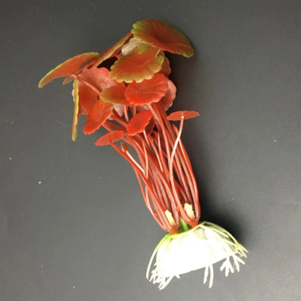 Trade Shop - Pianta 10 Cm Piantina Artificiale Per Acquario Piante Finte Plastica Color Rosso -