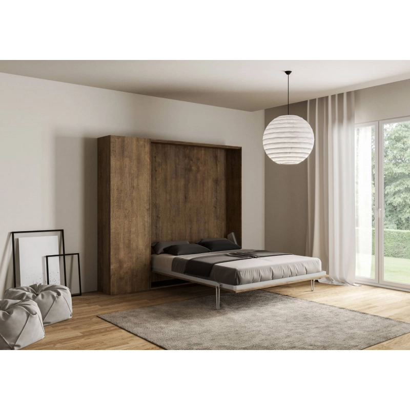 Letto a scomparsa 140 verticale Kentaro con colonna - Noce